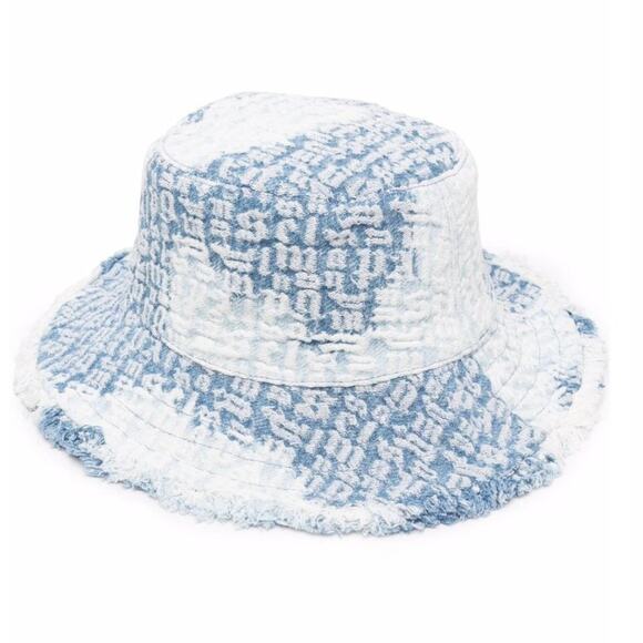 PALM ANGELS Blue Monogram Denim Bucket Hat main image 10